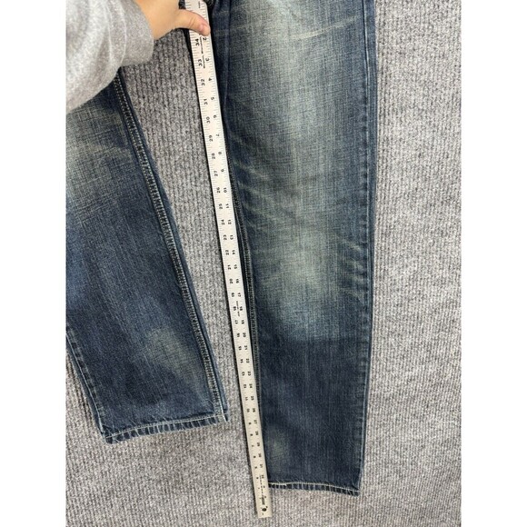 Levis 505 Jeans Mens 33x34 Blue Regular Straight Leg Denim 100% Cotton Dark Wash - Picture 9 of 11